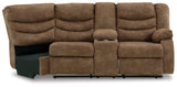 Partymate Right-Arm Facing Reclining Loveseat with Half Wedge Console