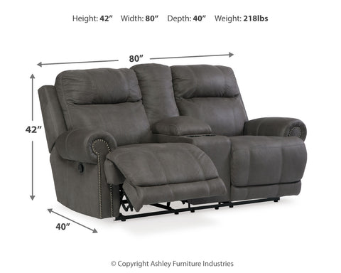 Austere Reclining Loveseat with Console