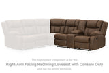 Trail Boys Right-Arm Facing Reclining Loveseat with Console