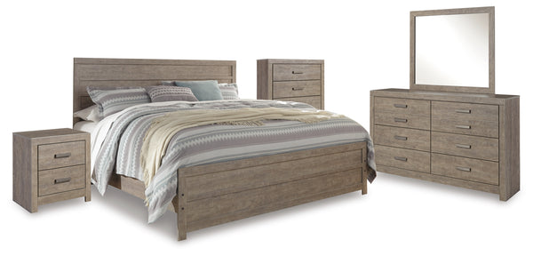 Culverbach King Panel Bed with Mirrored Dresser, Chest and Nightstand