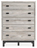 Vessalli Queen Panel Bed with Mirrored Dresser and Chest