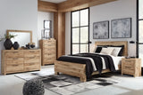 Hyanna Queen Panel Bed with Mirrored Dresser, Chest and 2 Nightstands