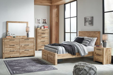 Hyanna Full Panel Storage Bed with Mirrored Dresser, Chest and Nightstand