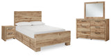Hyanna Full Panel Bed with Storage with Mirrored Dresser and Nightstand