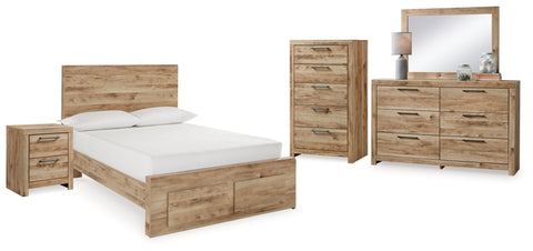 Hyanna Full Panel Storage Bed with Mirrored Dresser, Chest and Nightstand