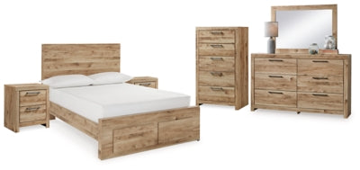 Hyanna Full Panel Storage Bed with Mirrored Dresser, Chest and 2 Nightstands