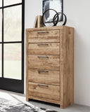 Hyanna King Panel Headboard with Mirrored Dresser, Chest and 2 Nightstands