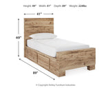 Hyanna Twin Panel Bed with Storage with Mirrored Dresser and Nightstand
