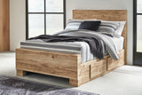 Hyanna Full Panel Bed with Storage with Mirrored Dresser and 2 Nightstands