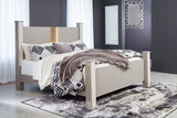 Surancha King Poster Bed with Mirrored Dresser, Chest and 2 Nightstands