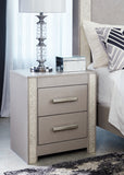Surancha King Poster Bed with Mirrored Dresser and Nightstand