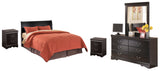 Huey Vineyard Queen Sleigh Headboard Bed with Mirrored Dresser and 2 Nightstands