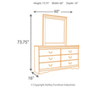 Huey Vineyard Full Sleigh Bed with Mirrored Dresser, Chest and Nightstand