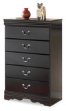Huey Vineyard Twin Sleigh Headboard Bed with Mirrored Dresser, Chest and 2 Nightstands