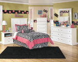 Bostwick Shoals Twin Panel Headboard Bed with Mirrored Dresser, Chest and Nightstand