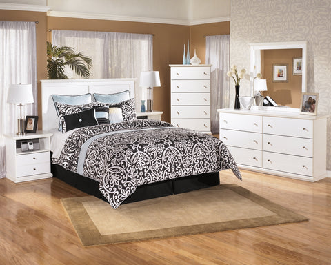 Bostwick Shoals Queen/Full Panel Headboard Bed with Mirrored Dresser, Chest and Nightstand