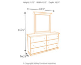 Bostwick Shoals Queen/Full Panel Headboard Bed with Mirrored Dresser, Chest and 2 Nightstands