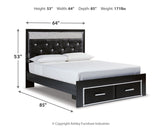 Kaydell Queen Upholstered Panel Storage Bed with Mirrored Dresser and Chest