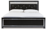 Kaydell King Upholstered Panel Platform Bed with Mirrored Dresser, Chest and 2 Nightstands