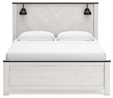 Schoenberg King Panel Bed with Mirrored Dresser, Chest and Nightstand