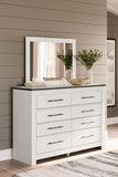 Schoenberg King Panel Bed with Mirrored Dresser, Chest and Nightstand