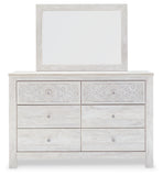 Paxberry King Panel Bed with Mirrored Dresser and 2 Nightstands