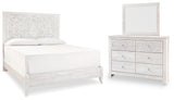 Paxberry King Panel Bed with Mirrored Dresser