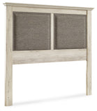 Cambeck King/California King Upholstered Panel Headboard with Mirrored Dresser, Chest and Nightstand