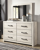 Cambeck Twin Panel Bed with 2 Storage Drawers with Mirrored Dresser and Chest