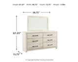 Cambeck King/California King Upholstered Panel Headboard with Mirrored Dresser and Chest