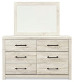 Cambeck King Upholstered Panel Bed with Mirrored Dresser and Chest