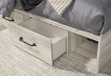 Cambeck Twin Panel Bed with 4 Storage Drawers with Mirrored Dresser and 2 Nightstands