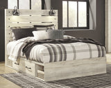 Cambeck Queen Panel Bed with 2 Storage Drawers with Mirrored Dresser and Chest