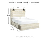 Cambeck Queen Panel Bed with 2 Storage Drawers with Mirrored Dresser and Nightstand
