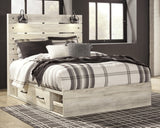 Cambeck Queen Panel Bed with 4 Storage Drawers with Mirrored Dresser and Chest