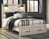 Cambeck Queen Panel Bed with 2 Storage Drawers with Mirrored Dresser and Chest
