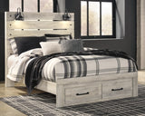 Cambeck Queen Panel Bed with 2 Storage Drawers with Mirrored Dresser and 2 Nightstands