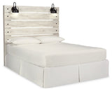 Cambeck Queen Panel Headboard Bed with Mirrored Dresser, Chest and Nightstand