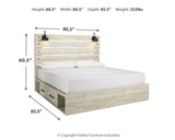 Cambeck King Panel Bed with 2 Storage Drawers with Mirrored Dresser and Chest