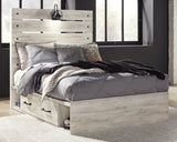 Cambeck Full Panel Bed with 2 Storage Drawers with Mirrored Dresser and 2 Nightstands