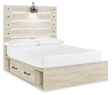 Cambeck Full Panel Bed with 2 Storage Drawers with Mirrored Dresser, Chest and 2 Nightstands