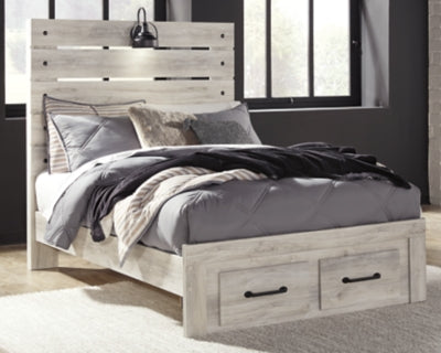 Cambeck Full Panel Bed with 2 Storage Drawers with Mirrored Dresser and 2 Nightstands