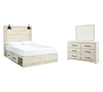 Cambeck Queen Panel Bed with 4 Storage Drawers with Dresser