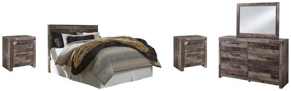 Derekson Queen/Full Panel Headboard Bed with Mirrored Dresser and 2 Nightstands