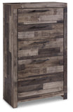 Derekson Queen/Full Panel Headboard Bed with Mirrored Dresser, Chest and 2 Nightstands
