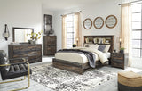 Drystan Queen/Full Bookcase Headboard Bed with Mirrored Dresser, Chest and 2 Nightstands