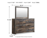 Drystan King Bookcase Bed with 4 Storage Drawers with Mirrored Dresser and Chest