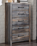 Cambeck King Panel Headboard Bed with Mirrored Dresser and Chest