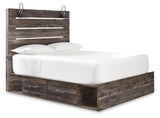 Drystan Twin Panel Bed with 2 Storage Drawers with Mirrored Dresser, Chest and Nightstand