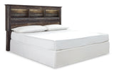 Drystan King/California King Bookcase Headboard Bed with Mirrored Dresser and 2 Nightstands